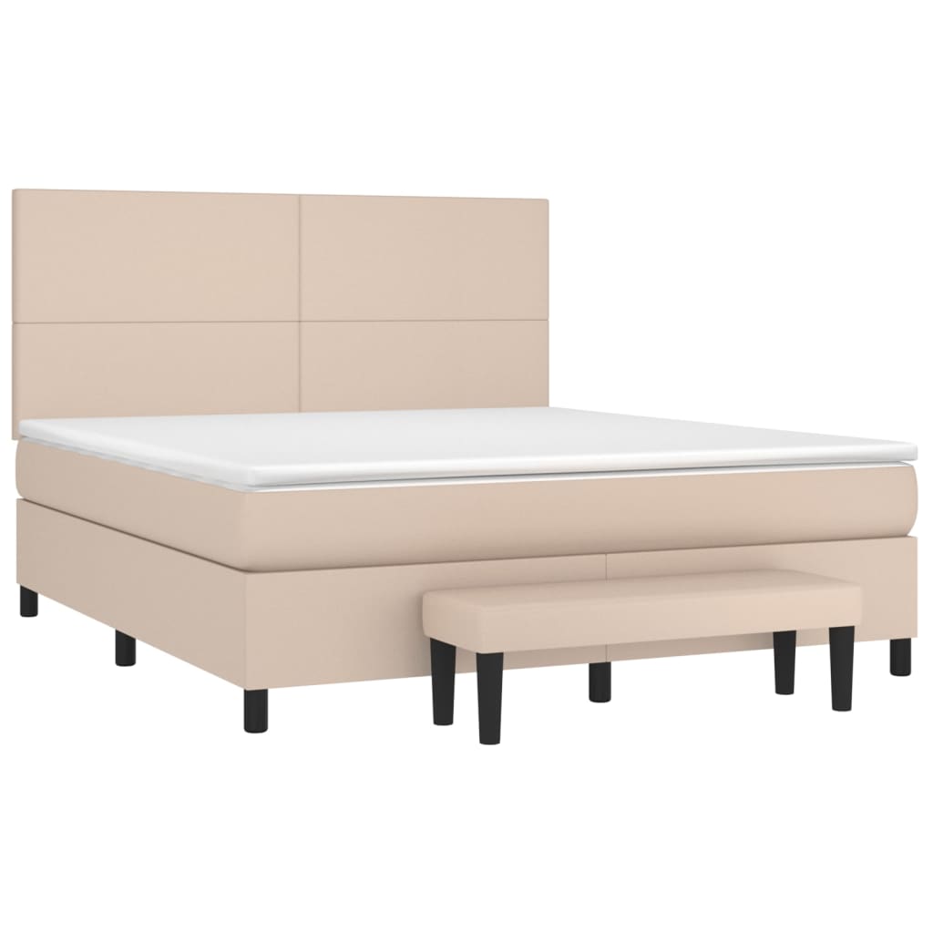 vidaXL Κρεβάτι Boxspring με Στρώμα Καπουτσίνο 160x200εκ.από Συνθ.Δέρμα