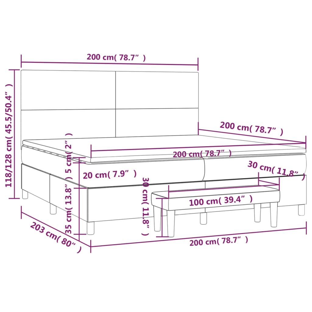 vidaXL Κρεβάτι Boxspring με Στρώμα Καπουτσίνο 200x200εκ.από Συνθ.Δέρμα