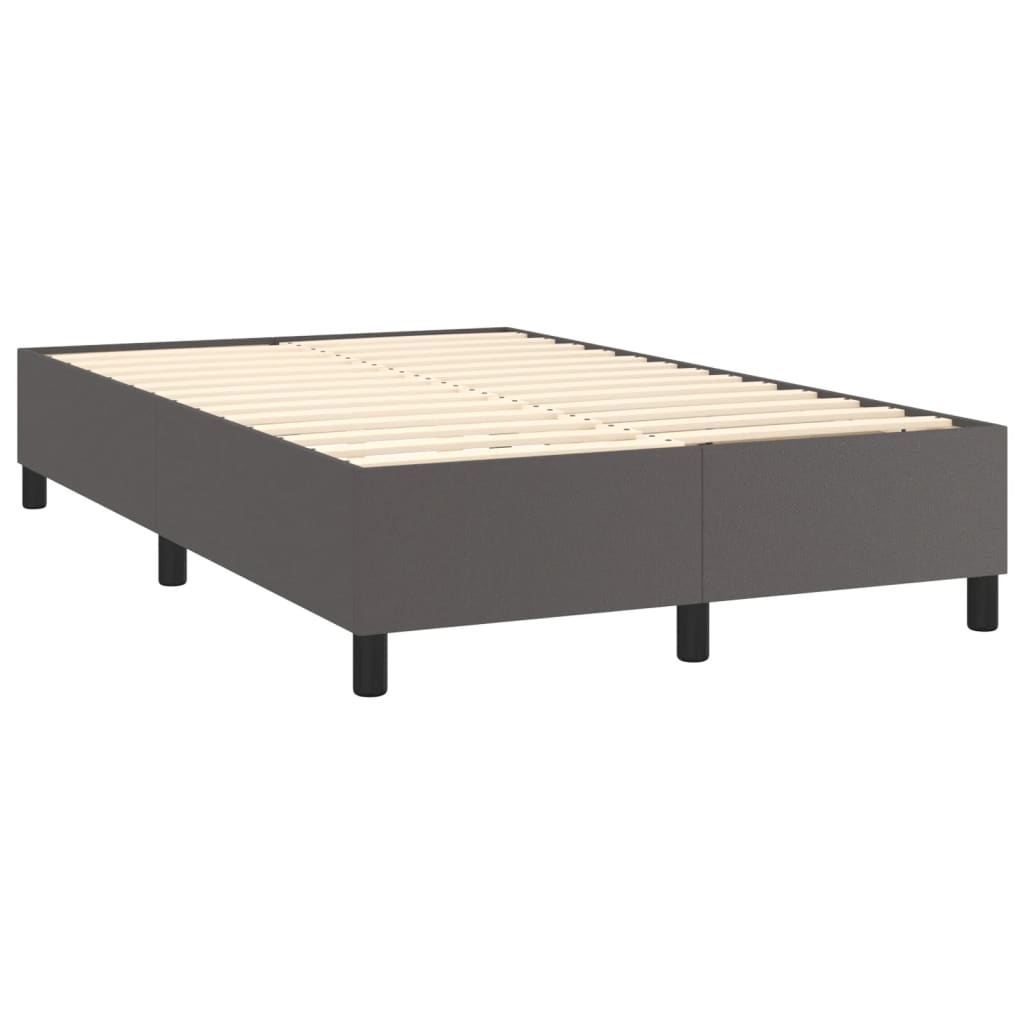 vidaXL Κρεβάτι Boxspring με Στρώμα Γκρι 120x200εκ. από Συνθετικό Δέρμα