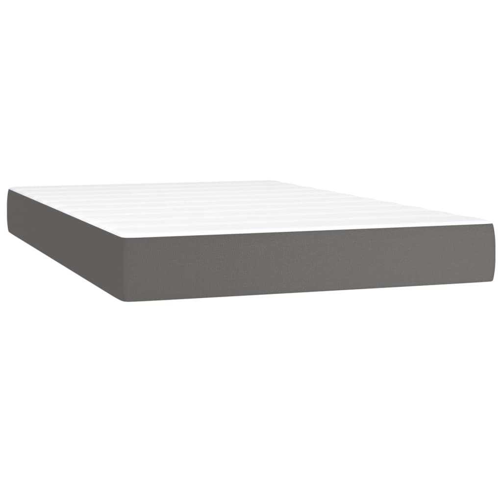 vidaXL Κρεβάτι Boxspring με Στρώμα Γκρι 120x200εκ. από Συνθετικό Δέρμα