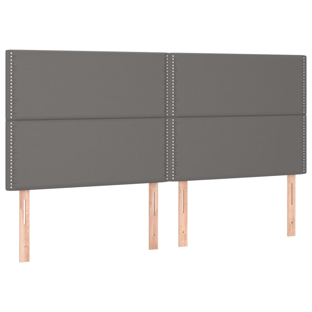 vidaXL Κρεβάτι Boxspring με Στρώμα Γκρι 200x200 εκ. Συνθετικό Δέρμα