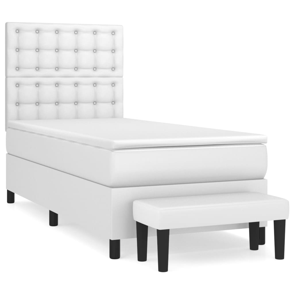 vidaXL Κρεβάτι Boxspring με Στρώμα Λευκό 80 x 200 εκ. Συνθετικό Δέρμα