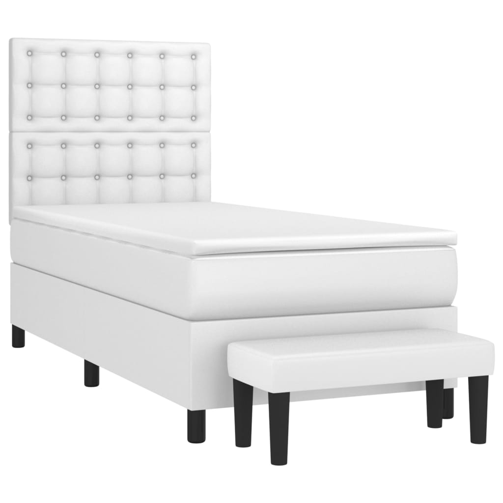 vidaXL Κρεβάτι Boxspring με Στρώμα Λευκό 80 x 200 εκ. Συνθετικό Δέρμα