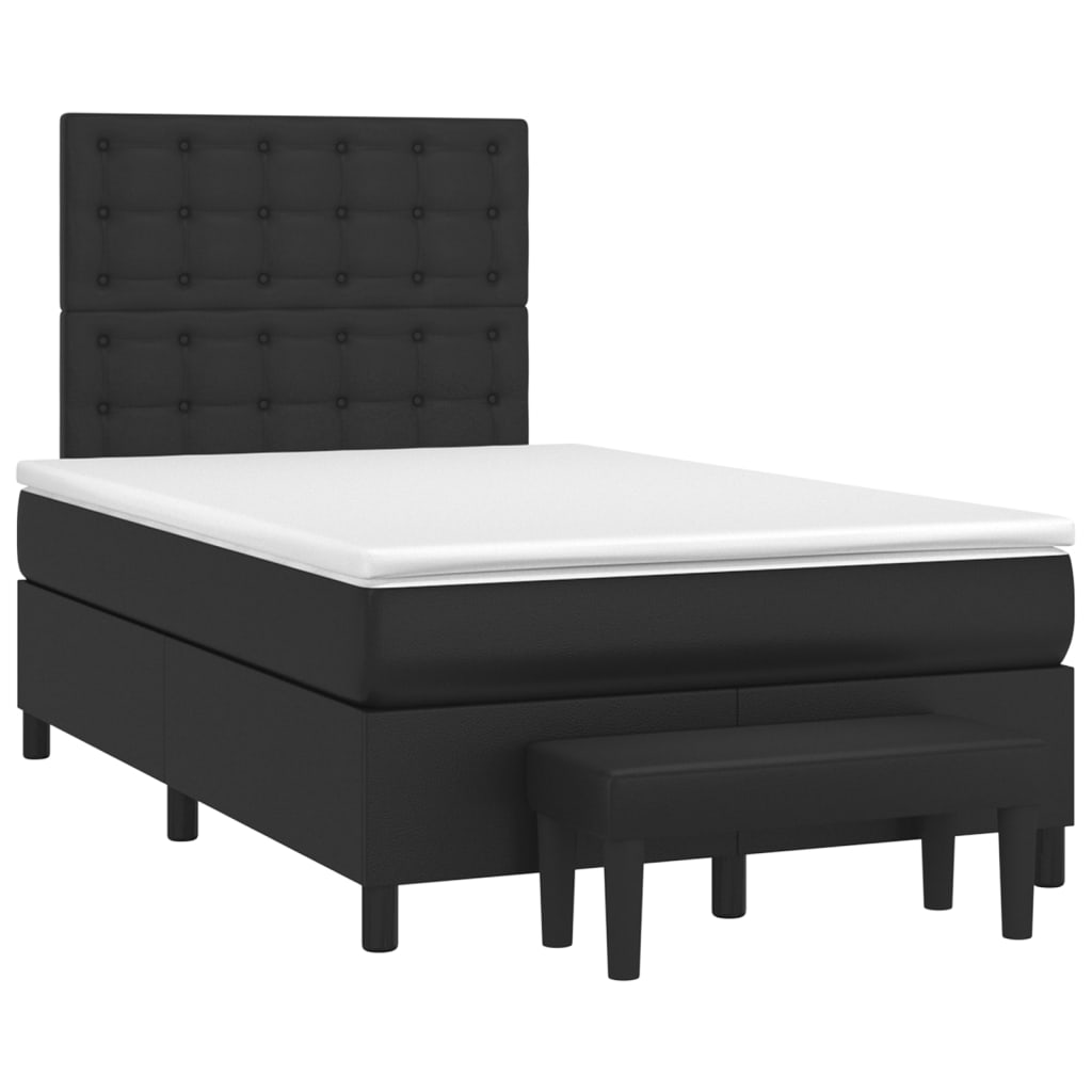 vidaXL Κρεβάτι Boxspring με Στρώμα Μαύρο 120 x 200 εκ. Συνθετικό Δέρμα