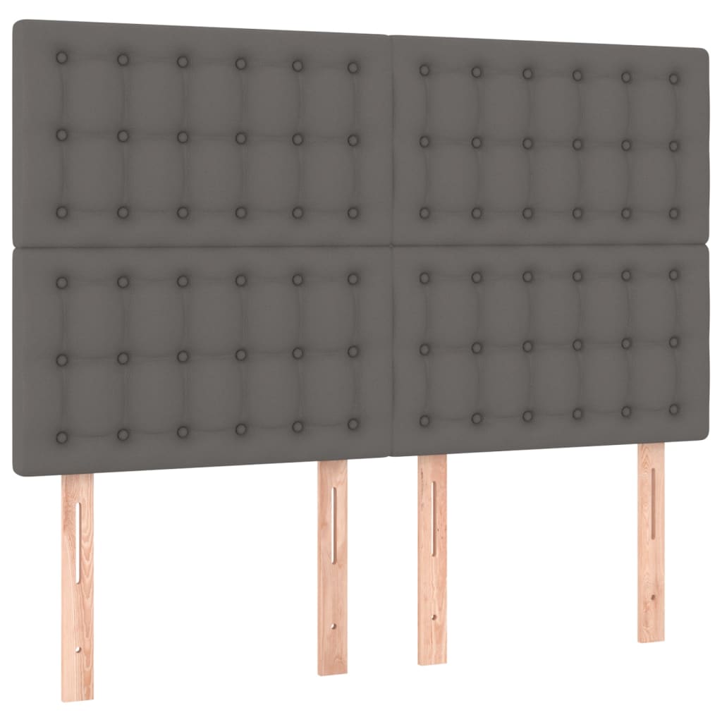 vidaXL Κρεβάτι Boxspring με Στρώμα Γκρι 140x190εκ. από Συνθετικό Δέρμα