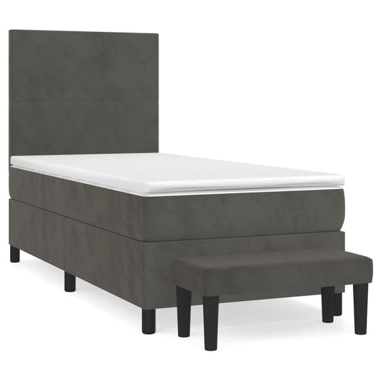 vidaXL Κρεβάτι Boxspring με Στρώμα Σκούρο Γκρι 80x200 εκ. Βελούδινο