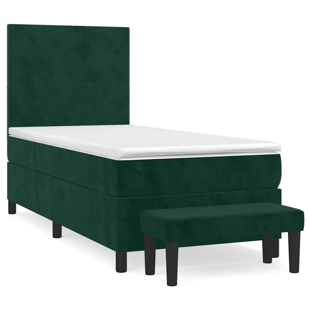 vidaXL Κρεβάτι Boxspring με Στρώμα Σκούρο Πράσινο 80x200 εκ. Βελούδινο