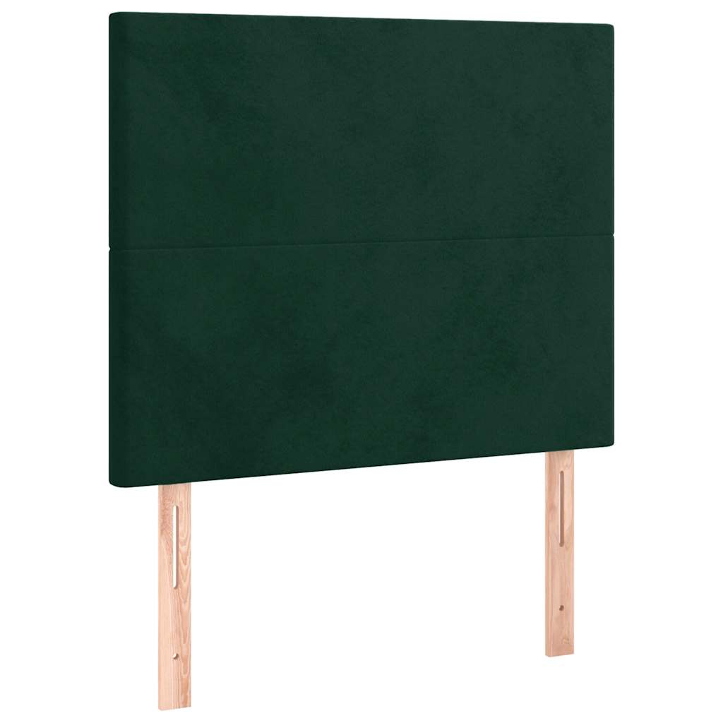 vidaXL Κρεβάτι Boxspring με Στρώμα Σκούρο Πράσινο 90x190 εκ. Βελούδινο