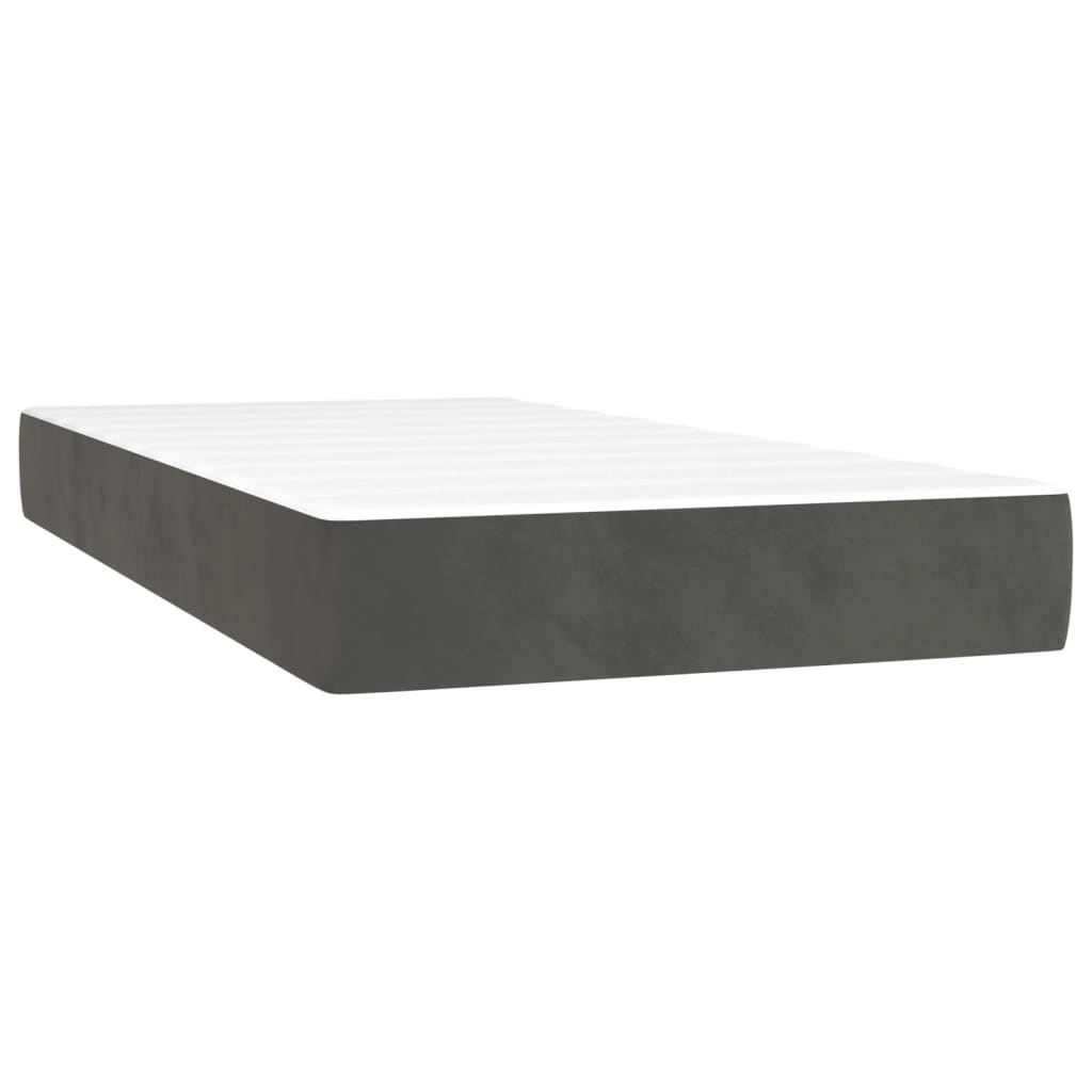 vidaXL Κρεβάτι Boxspring με Στρώμα Σκούρο Γκρι 100x200 εκ. Βελούδινο