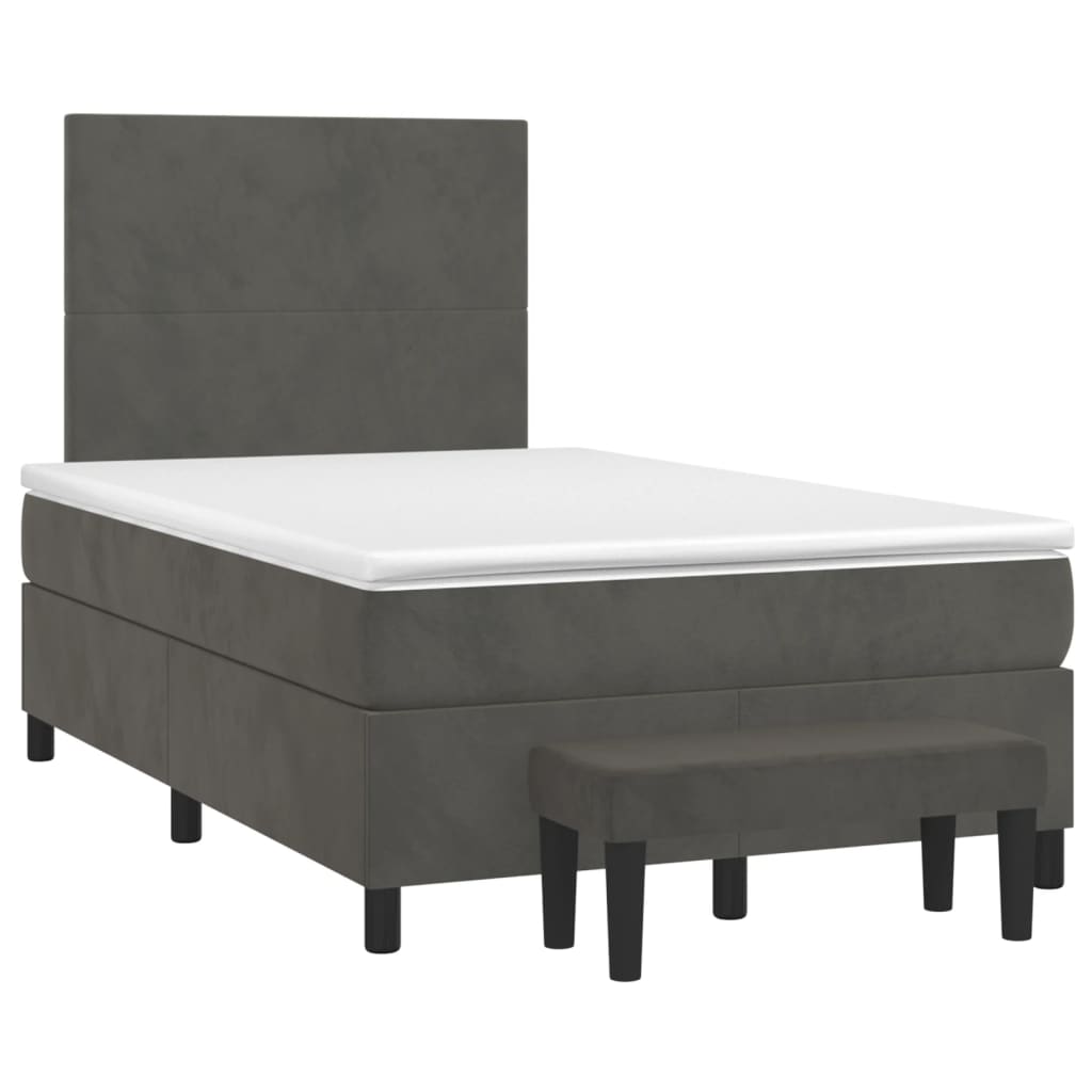 vidaXL Κρεβάτι Boxspring με Στρώμα Σκούρο Γκρι 120x200 εκ. Βελούδινο