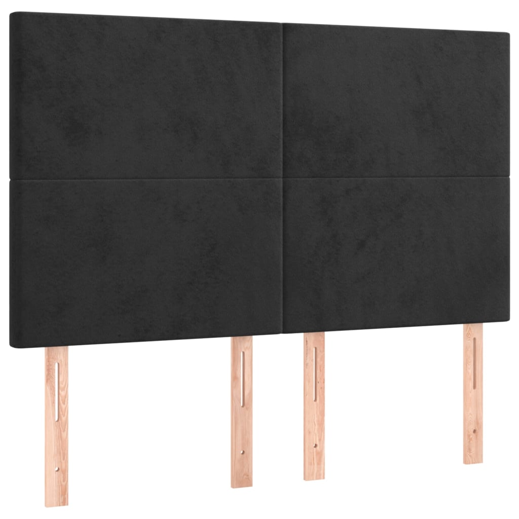 vidaXL Κρεβάτι Boxspring με Στρώμα Μαύρο 140x190 εκ. Βελούδινο