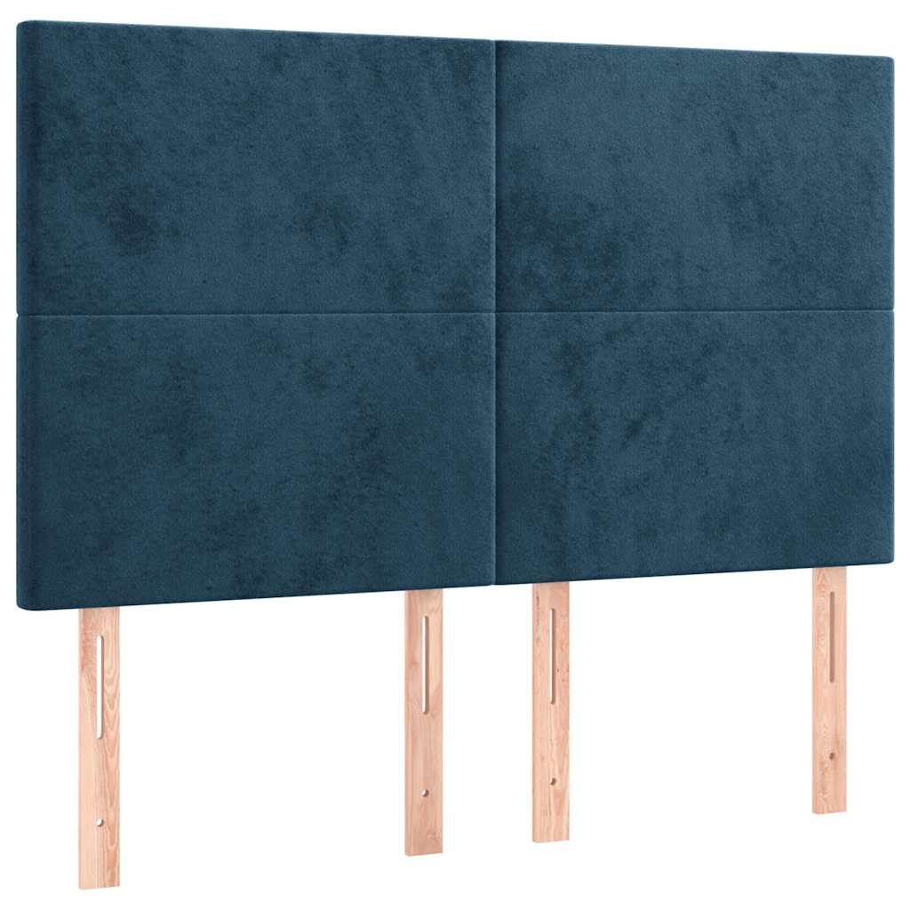 vidaXL Κρεβάτι Boxspring με Στρώμα Σκούρο Μπλε 140x190 εκ. Βελούδινο