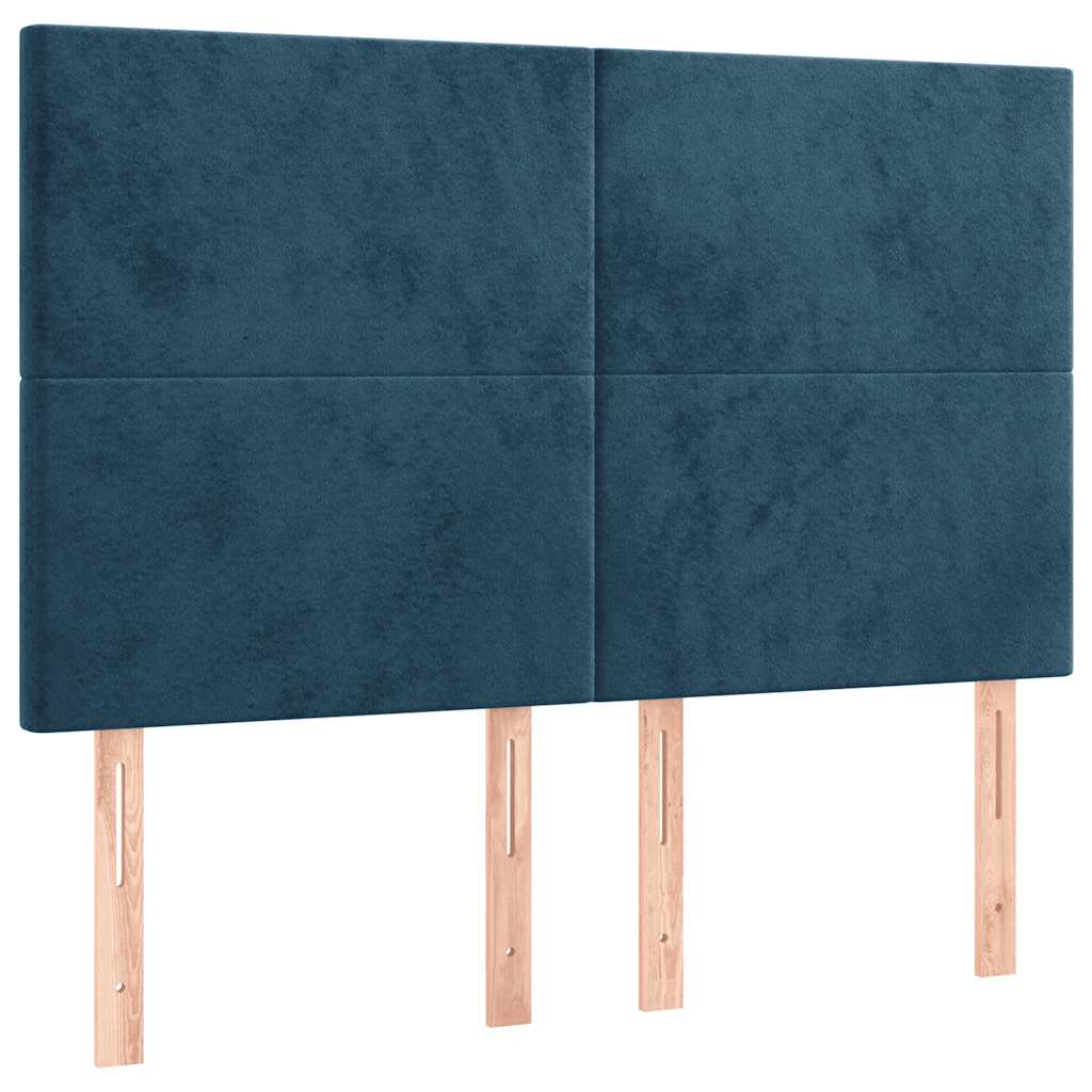 vidaXL Κρεβάτι Boxspring με Στρώμα Σκούρο Μπλε 140x200 εκ. Βελούδινο