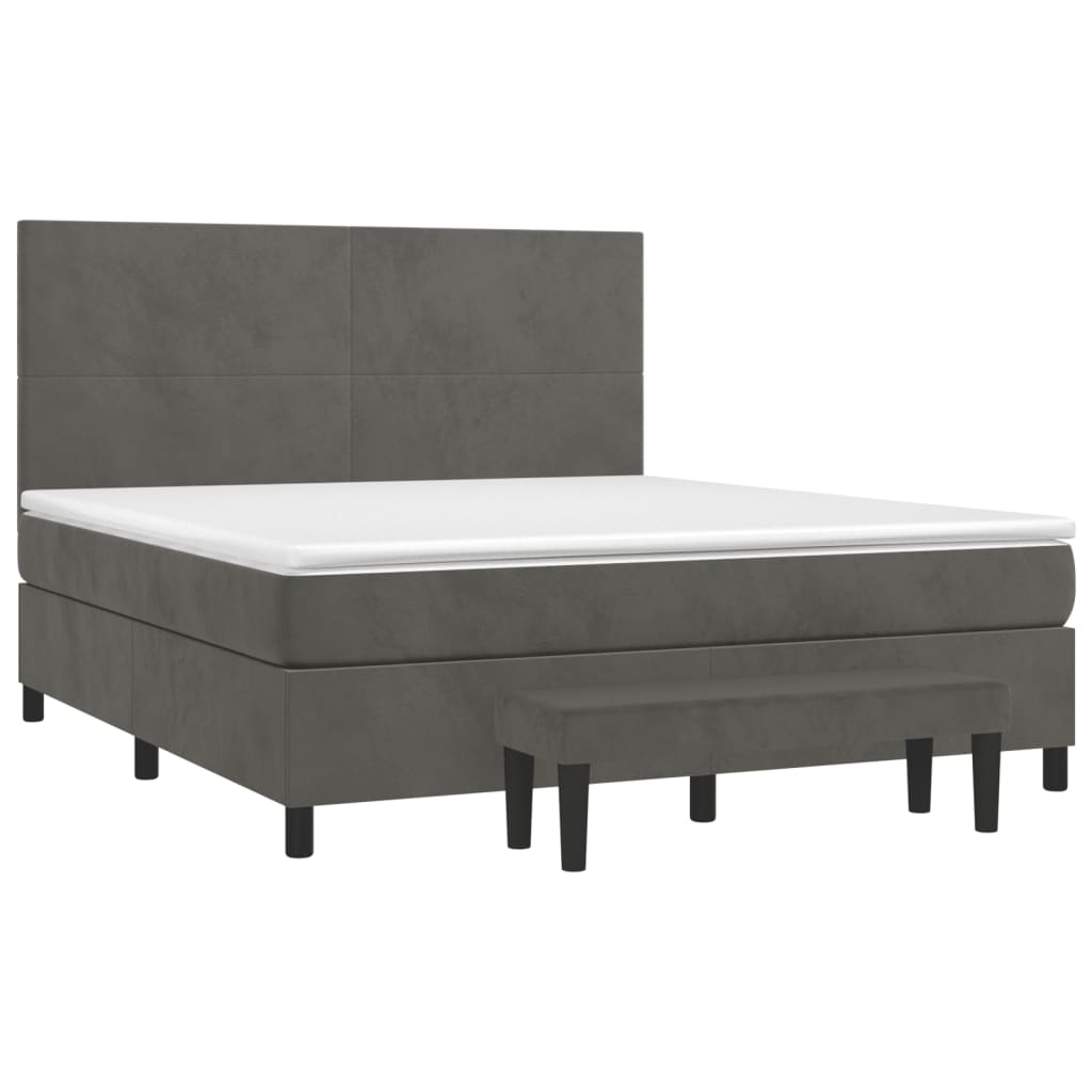 vidaXL Κρεβάτι Boxspring με Στρώμα Σκούρο Γκρι 160x200 εκ. Βελούδινο