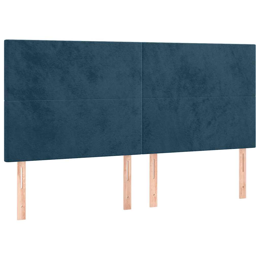 vidaXL Κρεβάτι Boxspring με Στρώμα Σκούρο Μπλε 180x200 εκ. Βελούδινο