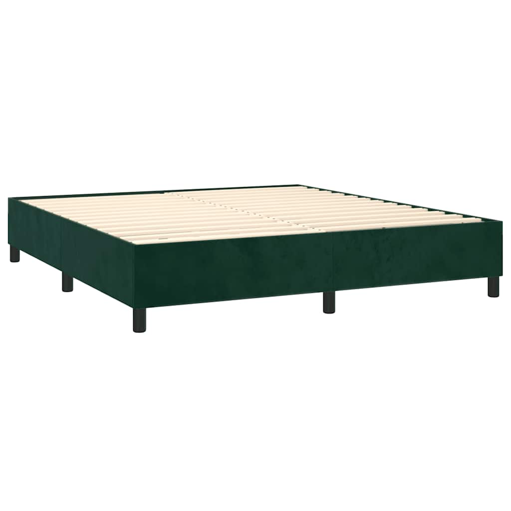 vidaXL Κρεβάτι Boxspring με Στρώμα Σκούρο Πράσινο 200x200εκ. Βελούδινο
