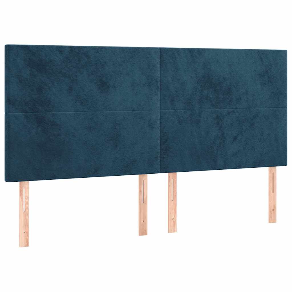 vidaXL Κρεβάτι Boxspring με Στρώμα Σκούρο Μπλε 200x200 εκ. Βελούδινο