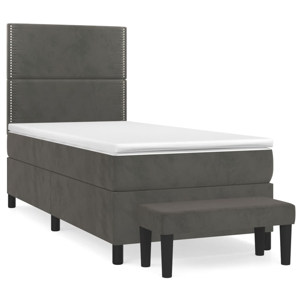 vidaXL Κρεβάτι Boxspring με Στρώμα Σκούρο Γκρι 80x200 εκ. Βελούδινο