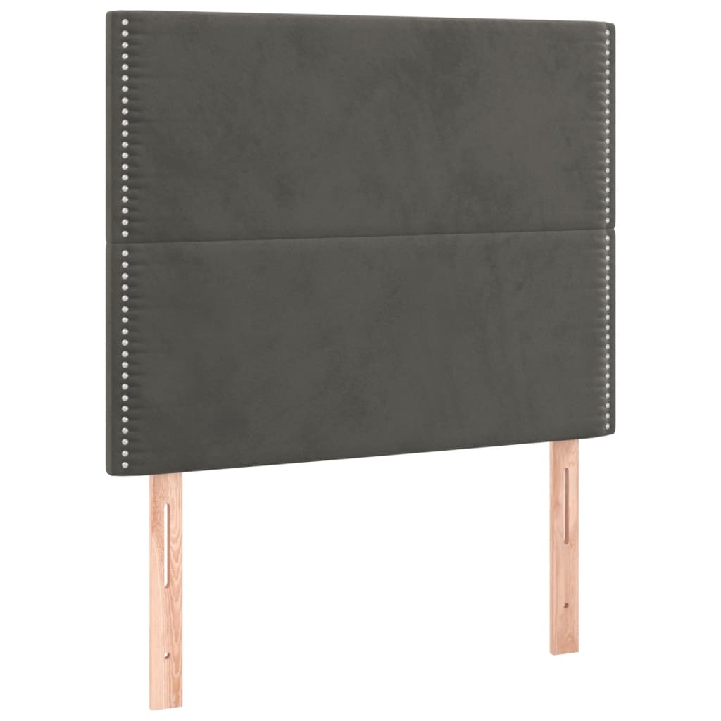 vidaXL Κρεβάτι Boxspring με Στρώμα Σκούρο Γκρι 90x200 εκ. Βελούδινο