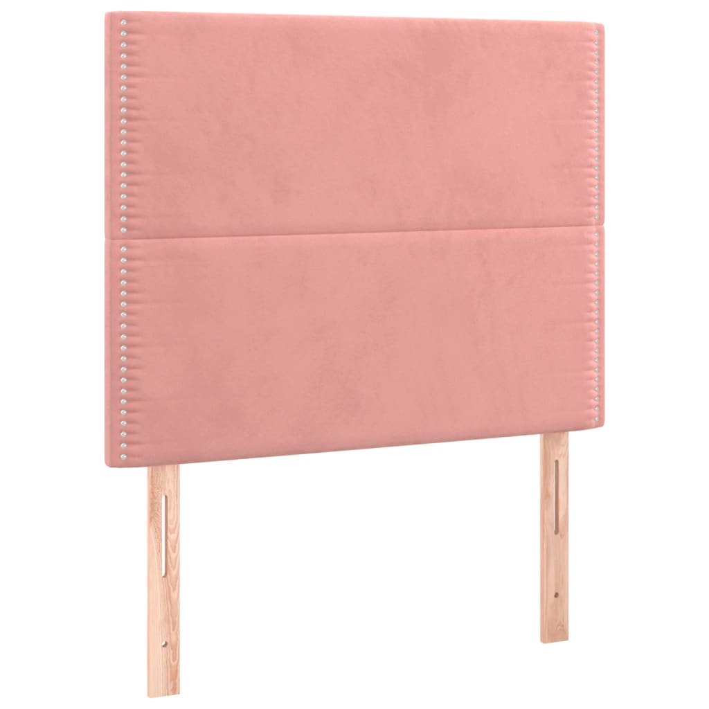 vidaXL Κρεβάτι Boxspring με Στρώμα Ροζ 90x200 εκ. Βελούδινο