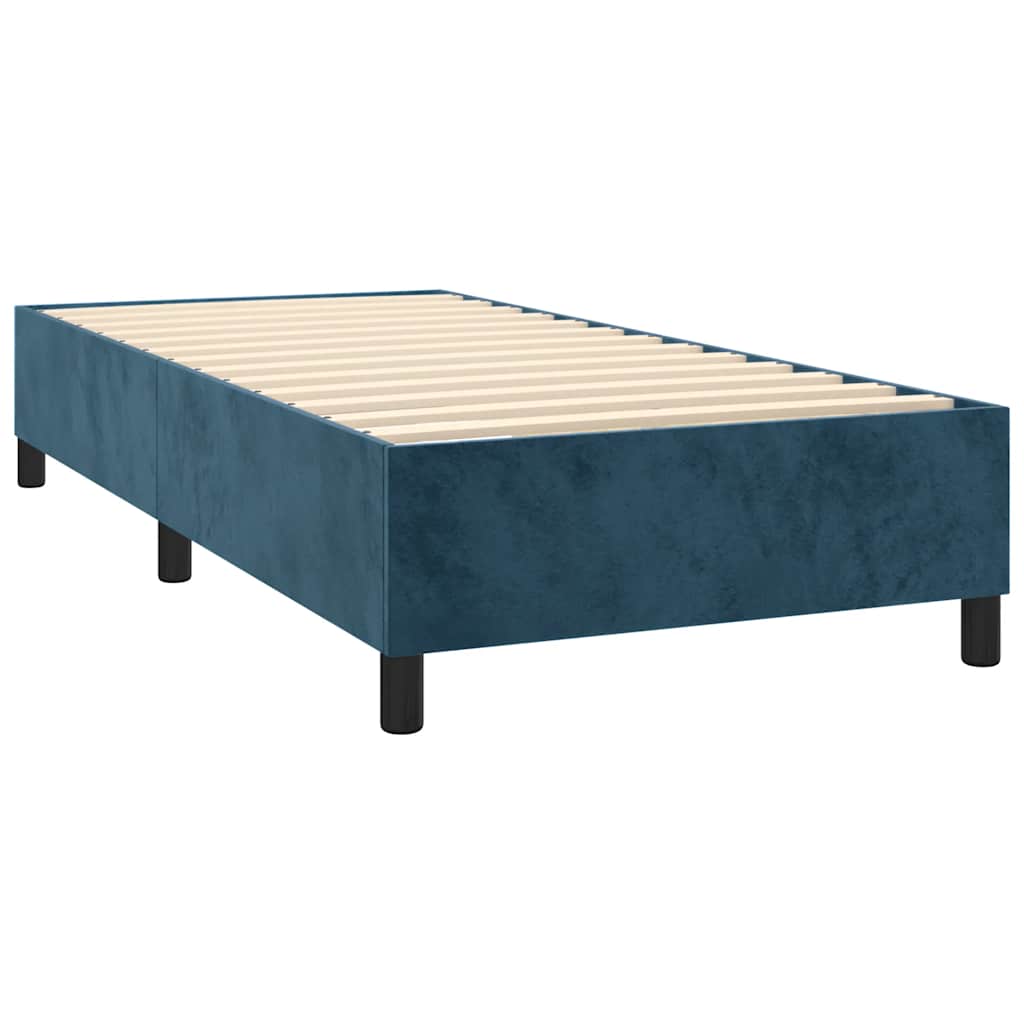 vidaXL Κρεβάτι Boxspring με Στρώμα Σκούρο Μπλε 100x200 εκ. Βελούδινο