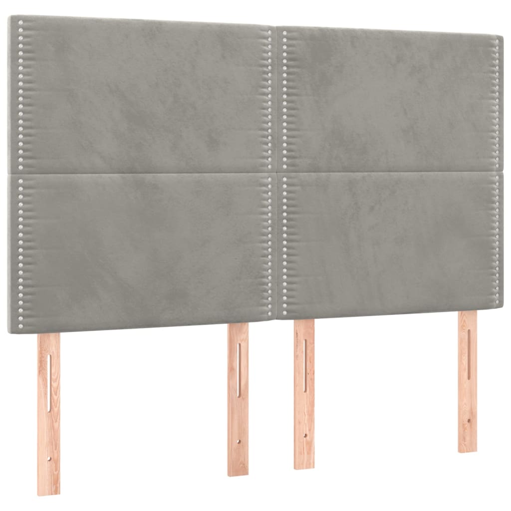 vidaXL Κρεβάτι Boxspring με Στρώμα Ανοιχτό Γκρι 140x190 εκ. Βελούδινο