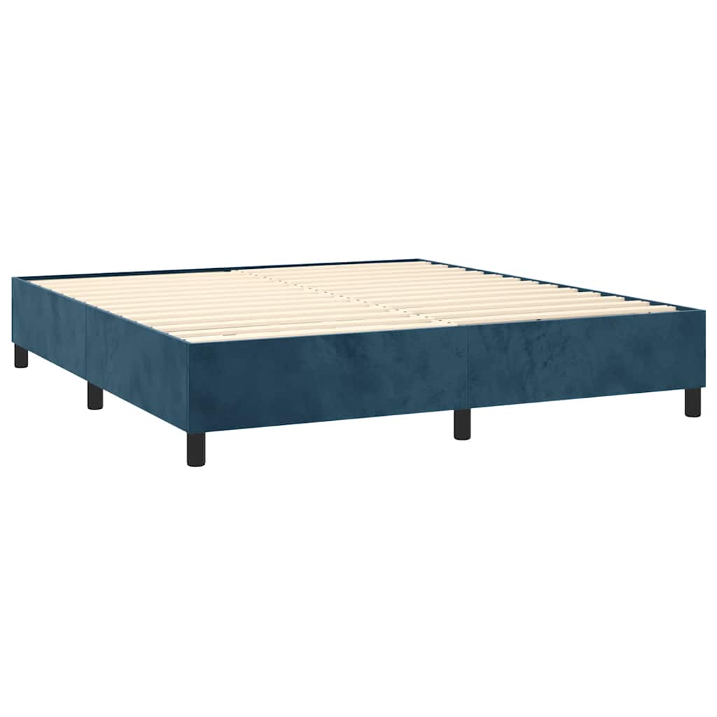 vidaXL Κρεβάτι Boxspring με Στρώμα Σκούρο Μπλε 160x200 εκ. Βελούδινο