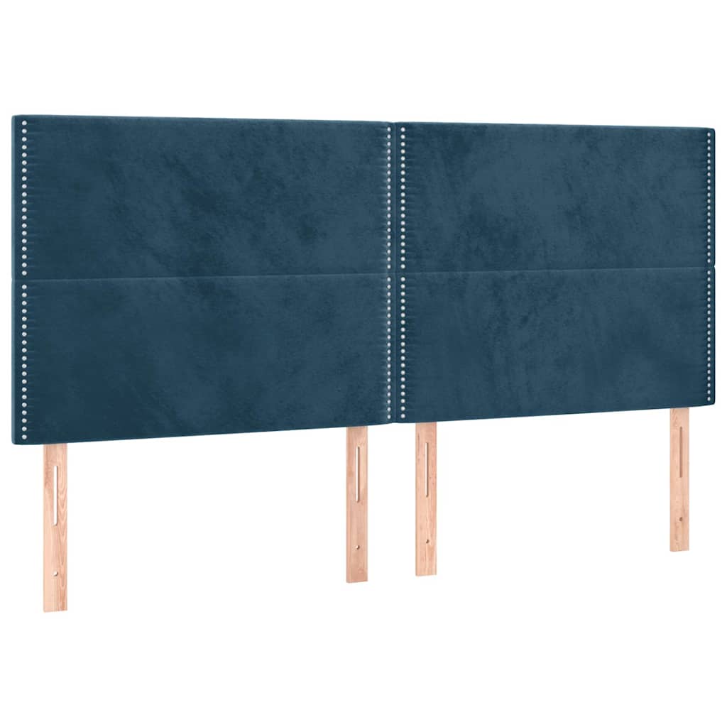 vidaXL Κρεβάτι Boxspring με Στρώμα Σκούρο Μπλε 160x200 εκ. Βελούδινο