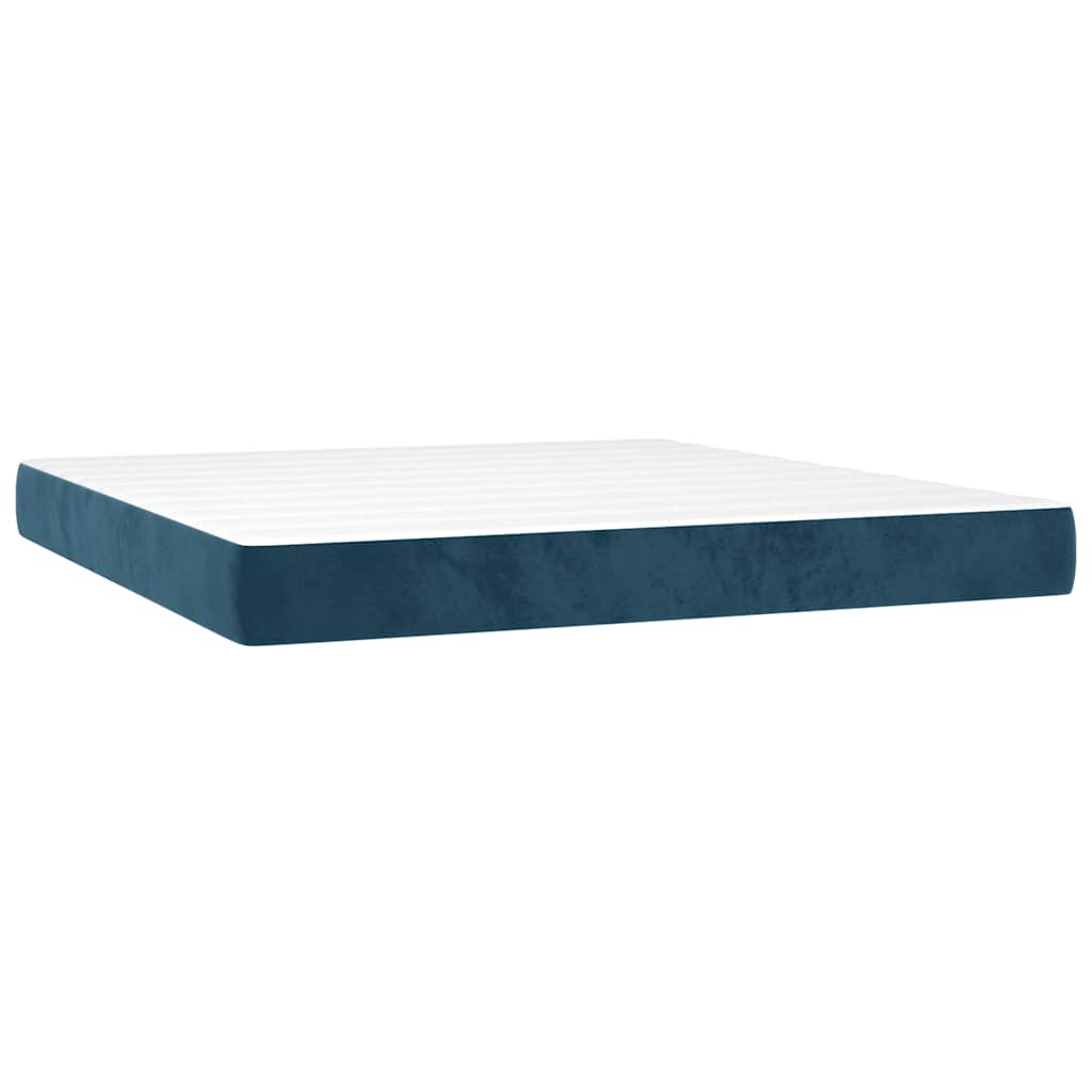 vidaXL Κρεβάτι Boxspring με Στρώμα Σκούρο Μπλε 160x200 εκ. Βελούδινο