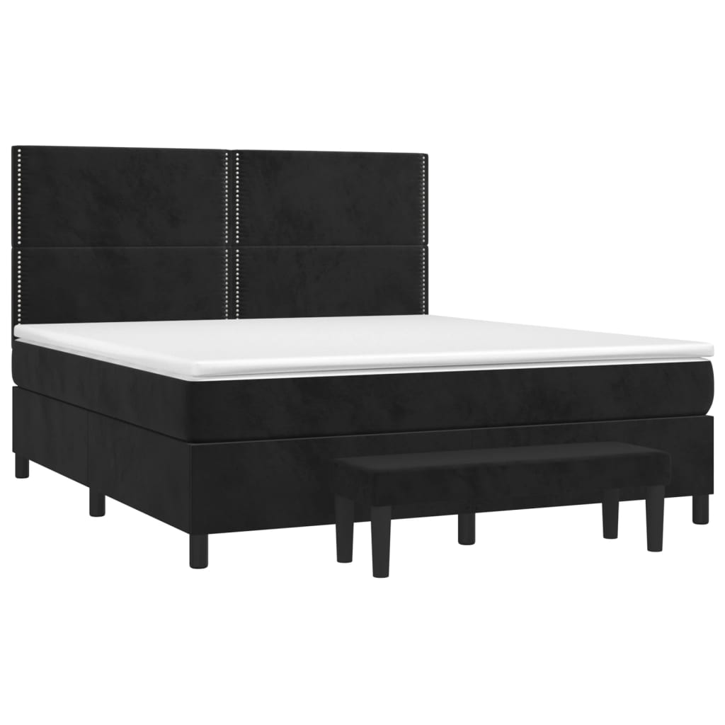 vidaXL Κρεβάτι Boxspring με Στρώμα Μαύρο 180x200 εκ. Βελούδινο