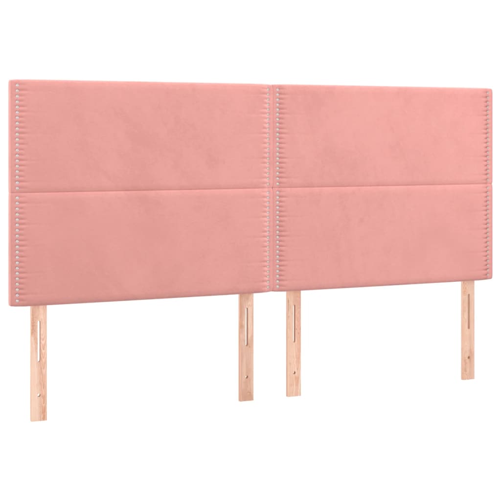 vidaXL Κρεβάτι Boxspring με Στρώμα Ροζ 200x200 εκ. Βελούδινο