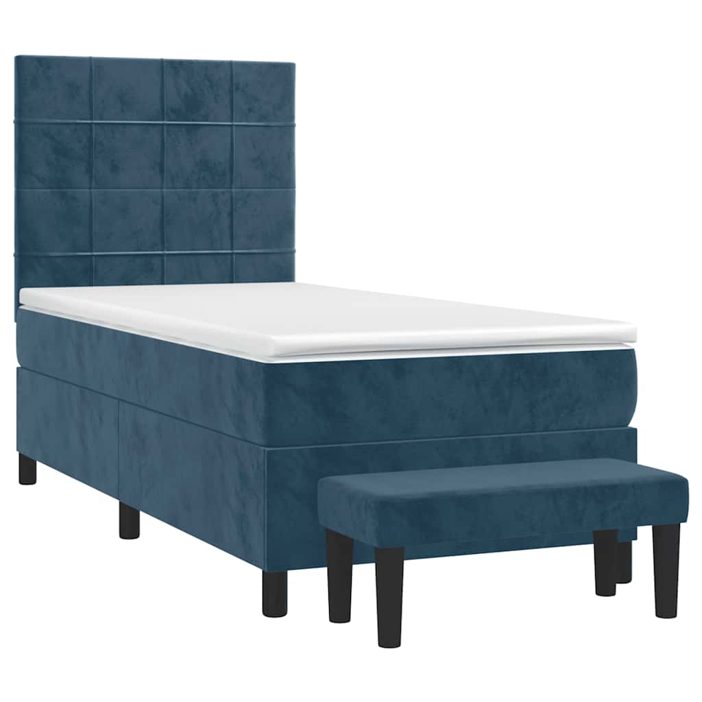 vidaXL Κρεβάτι Boxspring με Στρώμα Σκούρο Μπλε 80 x 200 εκ. Βελούδινο