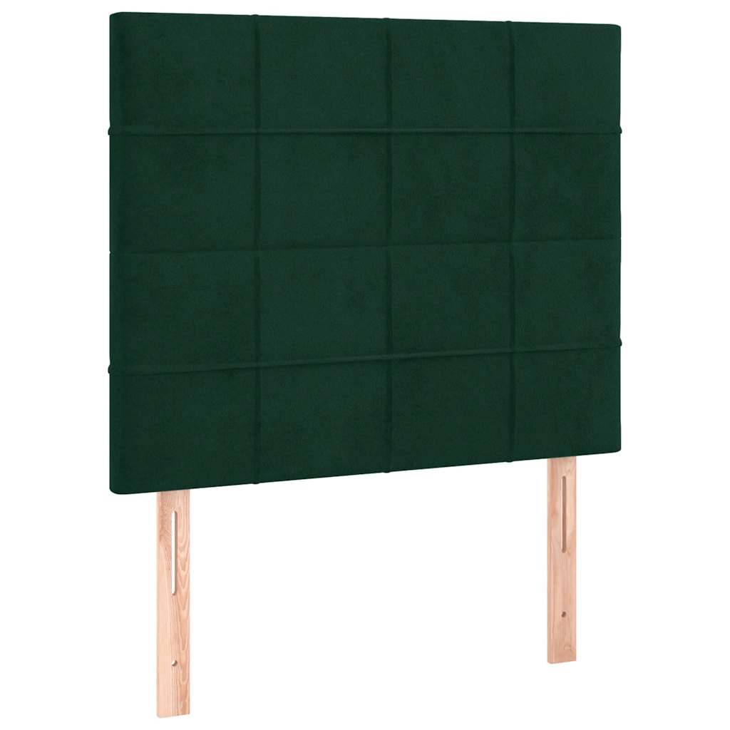 vidaXL Κρεβάτι Boxspring με Στρώμα Σκούρο Πράσινο 90x190 εκ. Βελούδινο
