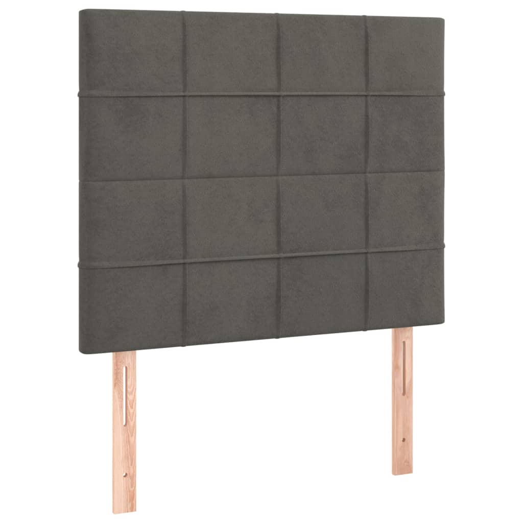 vidaXL Κρεβάτι Boxspring με Στρώμα Σκούρο Γκρι 90x200 εκ. Βελούδινο