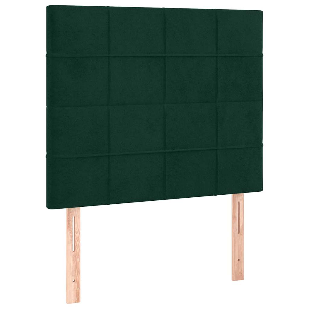 vidaXL Κρεβάτι Boxspring με Στρώμα Σκούρο Πράσινο 90x200 εκ. Βελούδινο