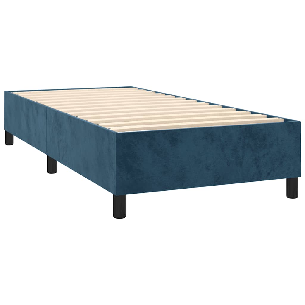 vidaXL Κρεβάτι Boxspring με Στρώμα Σκούρο Μπλε 90x200 εκ. Βελούδινο