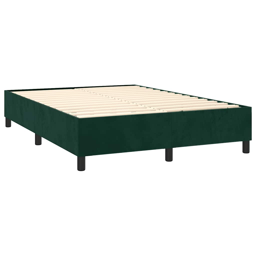 vidaXL Κρεβάτι Boxspring με Στρώμα Σκούρο Πράσινο 120x200εκ. Βελούδινο