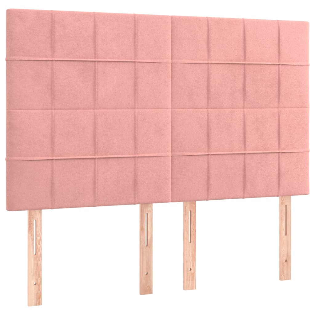 vidaXL Κρεβάτι Boxspring με Στρώμα Ροζ 140x190 εκ. Βελούδινο