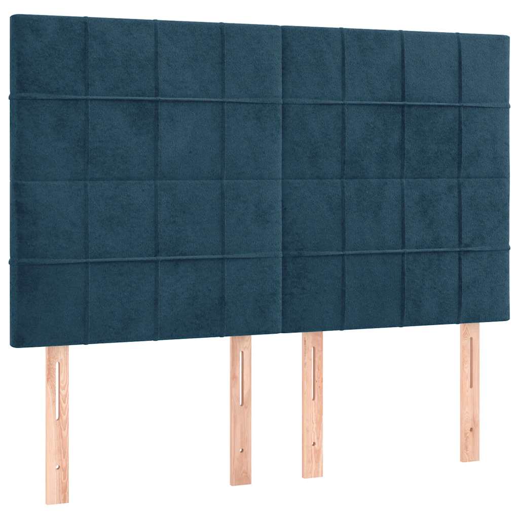 vidaXL Κρεβάτι Boxspring με Στρώμα Σκούρο Μπλε 140x200 εκ. Βελούδινο