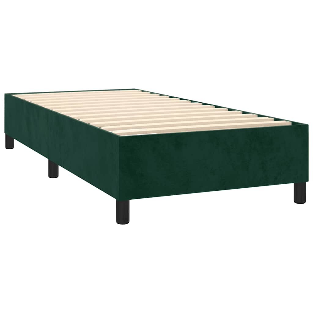 vidaXL Κρεβάτι Boxspring με Στρώμα Σκούρο Πράσινο 80x200 εκ. Βελούδινο