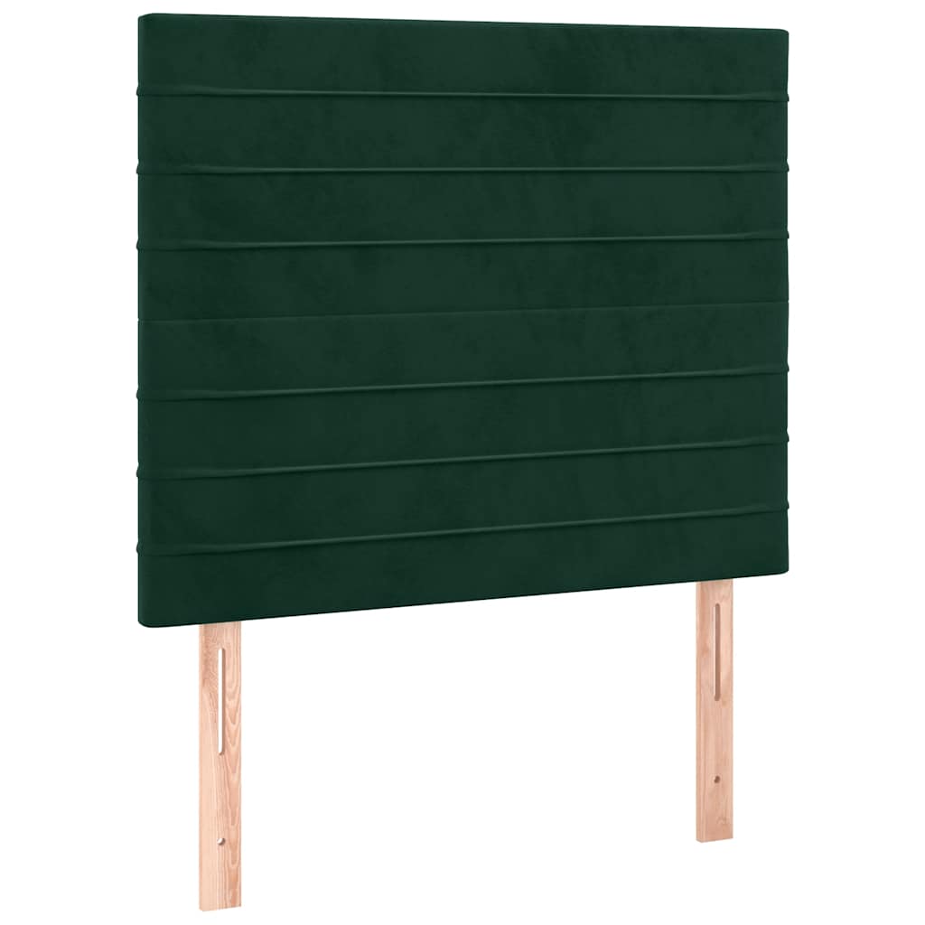 vidaXL Κρεβάτι Boxspring με Στρώμα Σκούρο Πράσινο 90x200 εκ. Βελούδινο