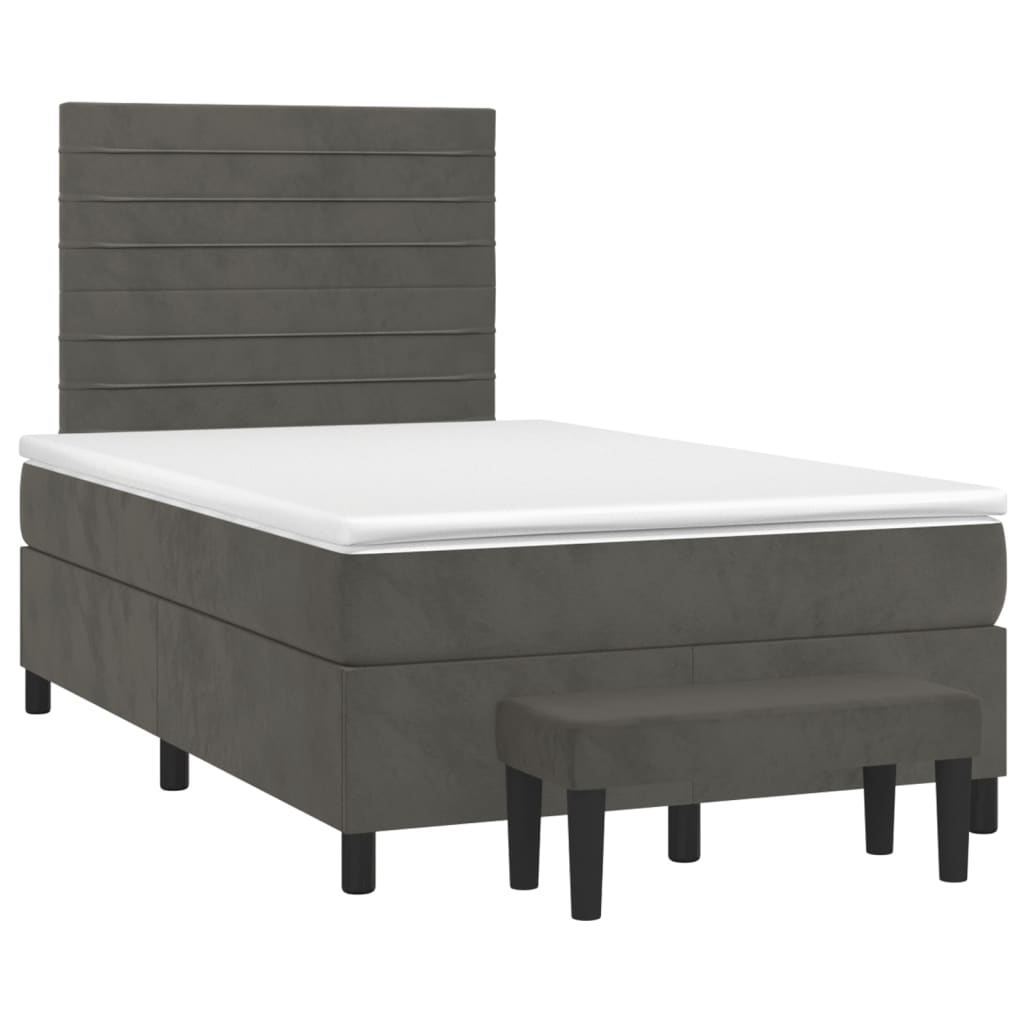 vidaXL Κρεβάτι Boxspring με Στρώμα Σκούρο Γκρι 120x200 εκ. Βελούδινο