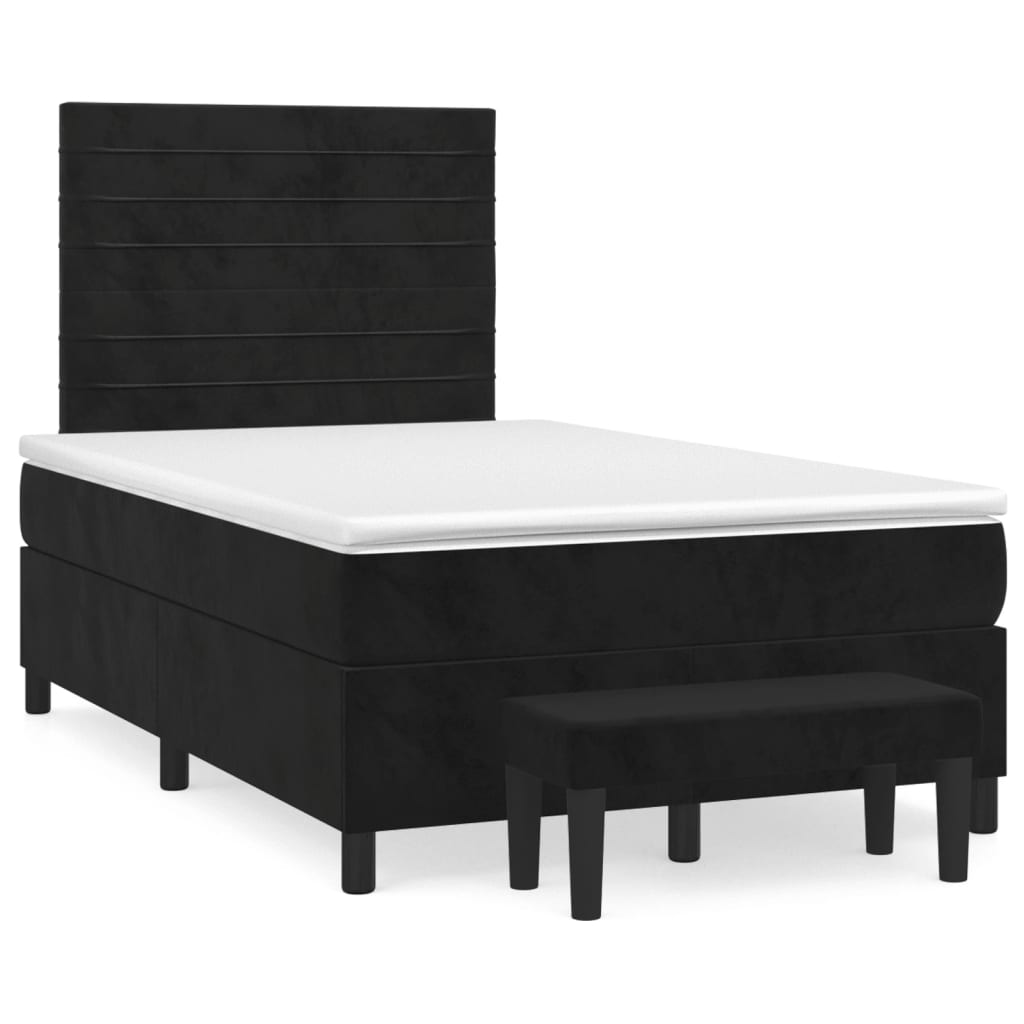 vidaXL Κρεβάτι Boxspring με Στρώμα Μαύρο 120 x 200 εκ. Βελούδινο
