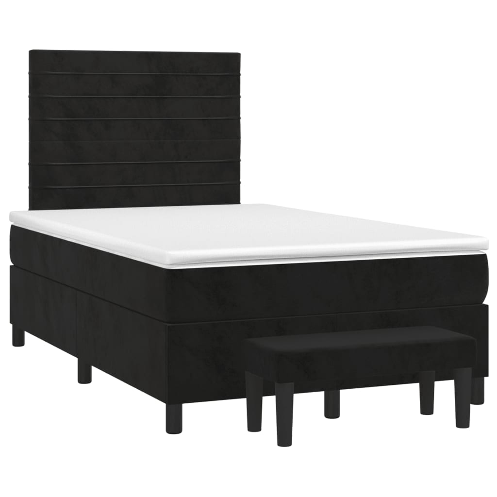 vidaXL Κρεβάτι Boxspring με Στρώμα Μαύρο 120 x 200 εκ. Βελούδινο