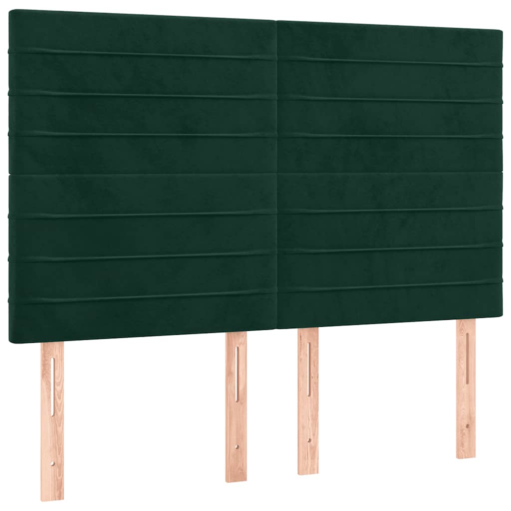 vidaXL Κρεβάτι Boxspring με Στρώμα Σκούρο Πράσινο 140x190εκ. Βελούδινο