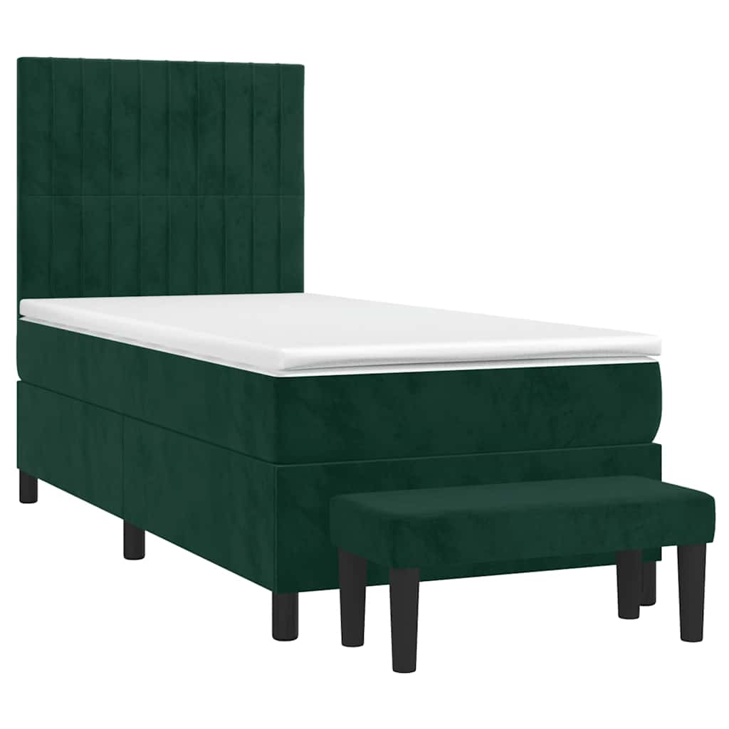 vidaXL Κρεβάτι Boxspring με Στρώμα Σκούρο Πράσινο 80x200 εκ. Βελούδινο