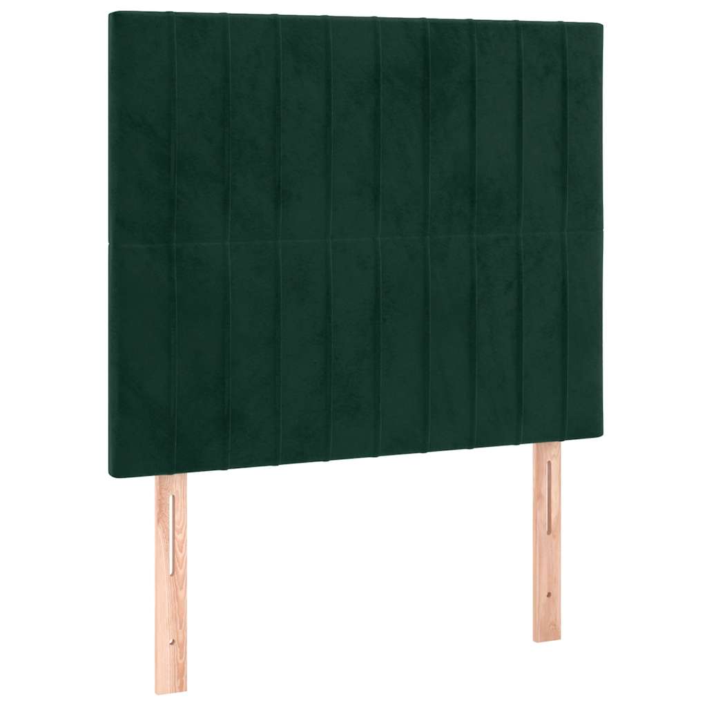 vidaXL Κρεβάτι Boxspring με Στρώμα Σκούρο Πράσινο 90x190 εκ. Βελούδινο