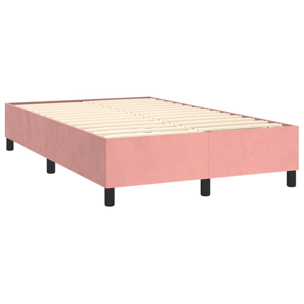 vidaXL Κρεβάτι Boxspring με Στρώμα Ροζ 120x200 εκ. Βελούδινο