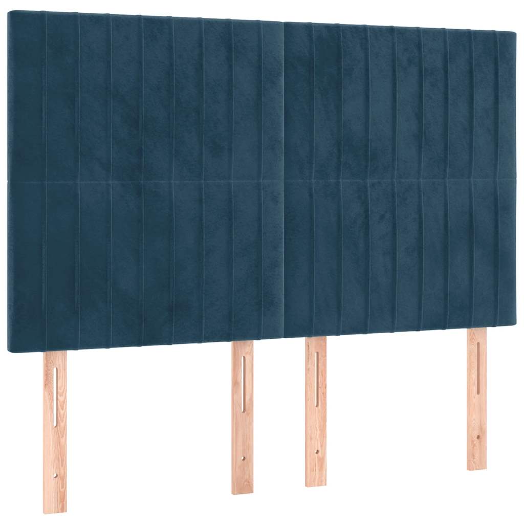 vidaXL Κρεβάτι Boxspring με Στρώμα Σκούρο Μπλε 140x200 εκ. Βελούδινο