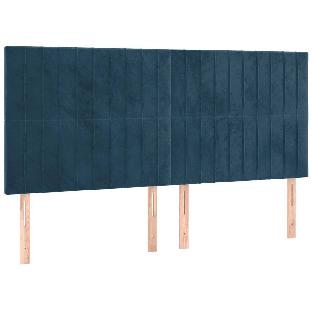 vidaXL Κρεβάτι Boxspring με Στρώμα Σκούρο Μπλε 160x200 εκ. Βελούδινο